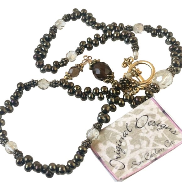 Necklace Bronze Beads by Original Designs REVERSIBLE with Pendant New - Picture 10 of 15